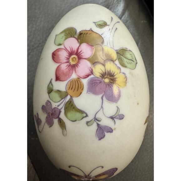 -FIGURINE VTG LEFTON Egg Shaped Trinket Box Made In Japan - Picture 1 of 11